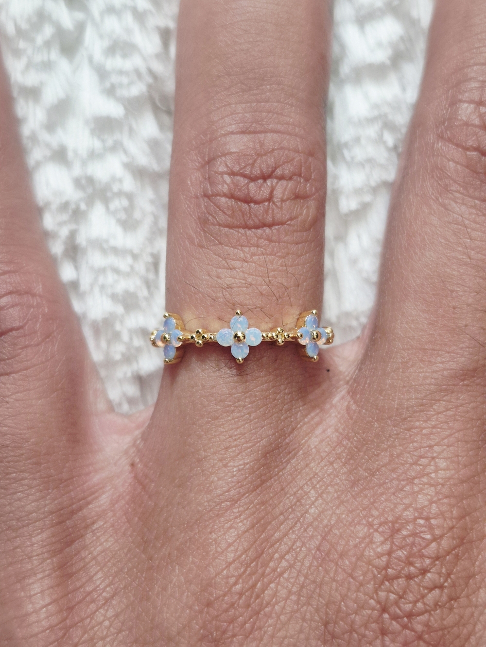Gold Plated Floral Stackable Ring - Picture 7 of 8